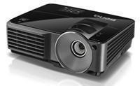 Black projector with a lens, vents, and control buttons.