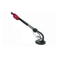 Electric drywall sander with extended reach, black and red.