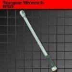 Torque wrench on a gray and red background.