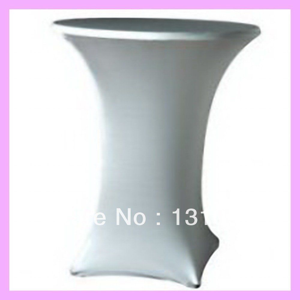 White spandex cocktail table cover.