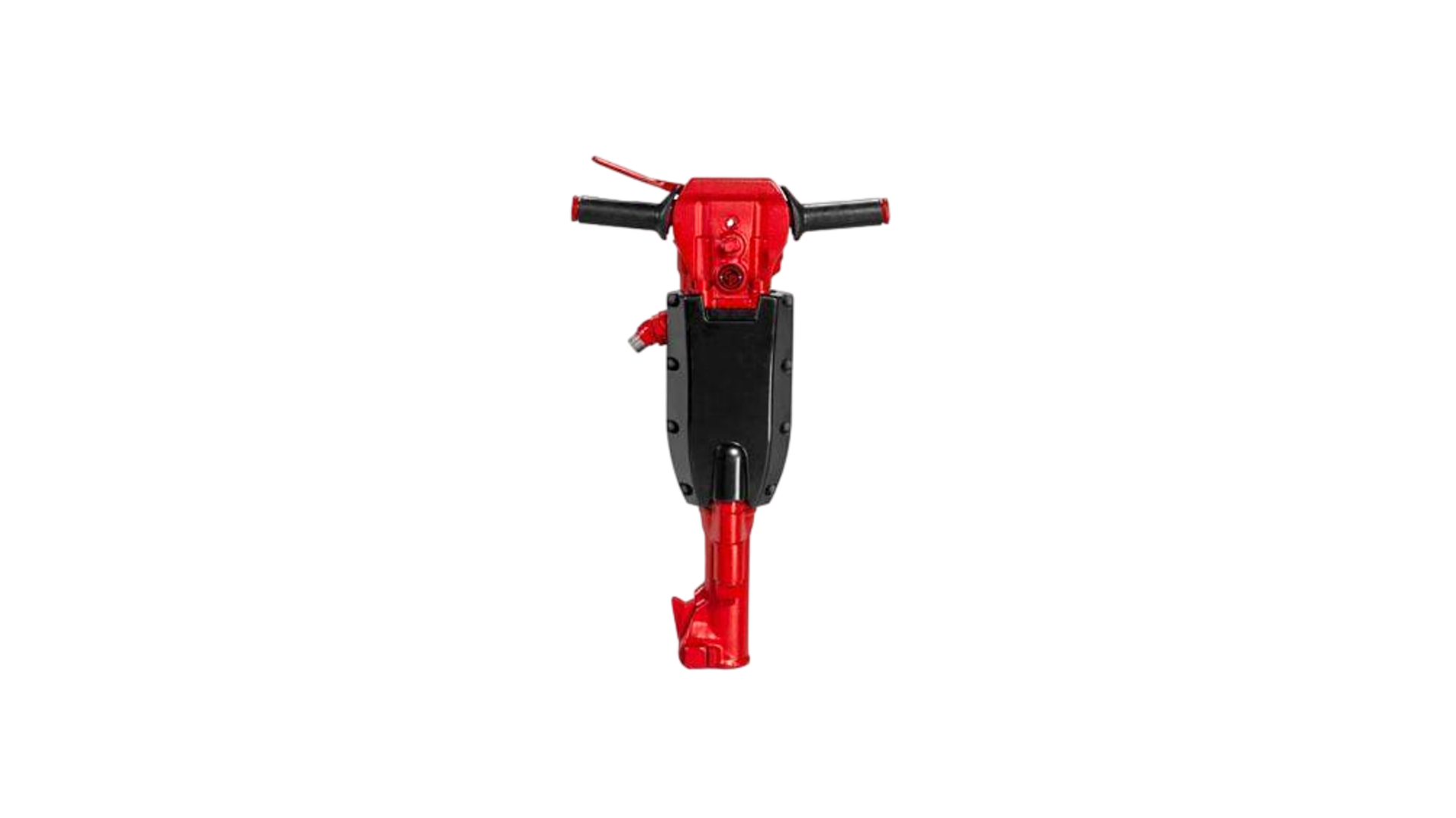 Red and black pneumatic jackhammer.