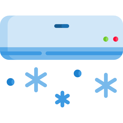 Blue air conditioner with snowflakes.