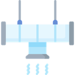It is a flat icon of a pipe with smoke coming out of it.