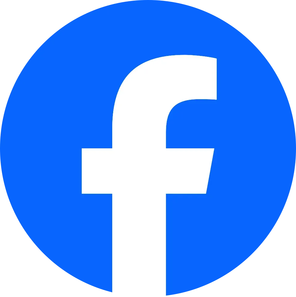 Facebook logo: white lowercase “f” on a blue circle