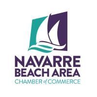 Navarre Beach Area Chamber of Commerce logo in teal, purple, and white with sailboat icon