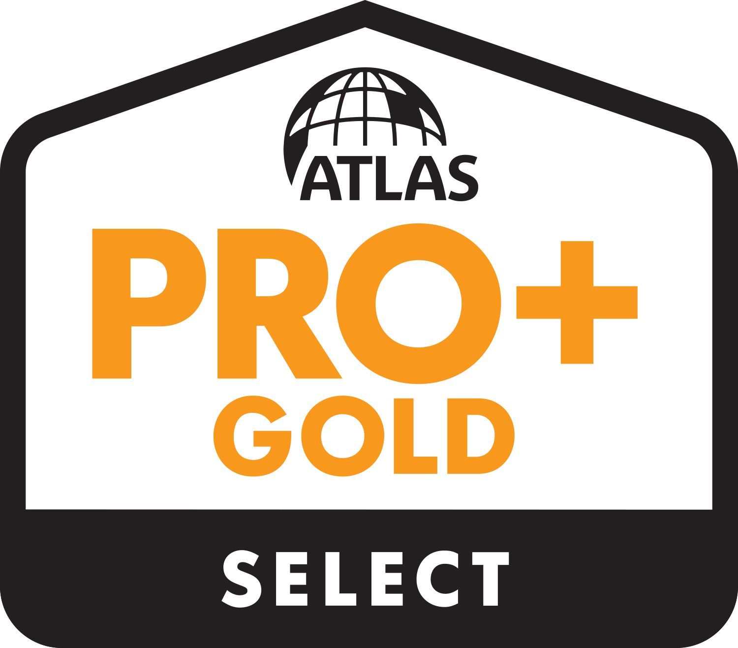 ATLAS PRO+ GOLD SELECT logo in black, white, and orange
