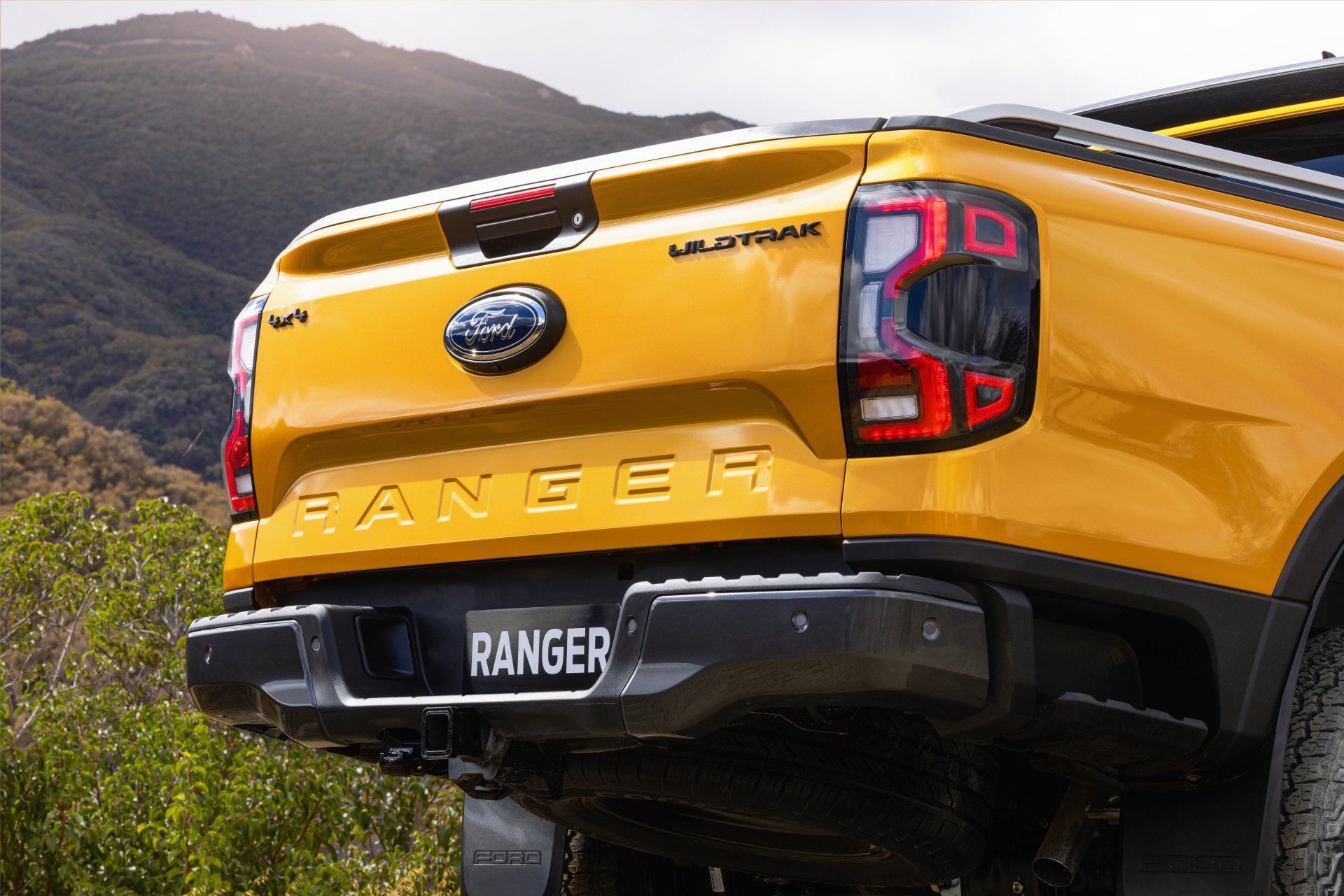 Yellow Ford Ranger truck bed with 
