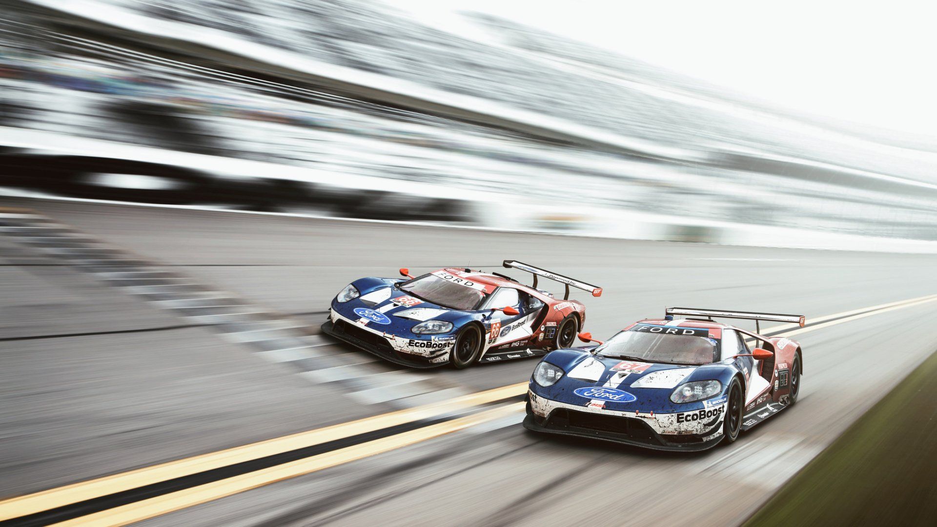 Ford GT endurance race car on track during the Rolex 24 at Daytona, photographed by Dominic Mann.