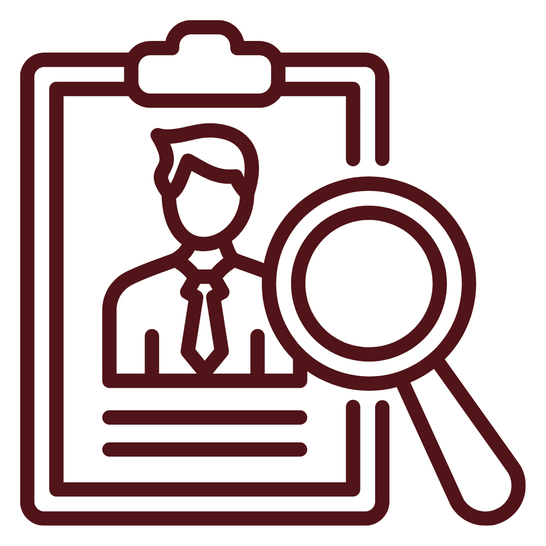 Apply Now! Clipboard resume with magnifying glass icon, suggesting a loan application.