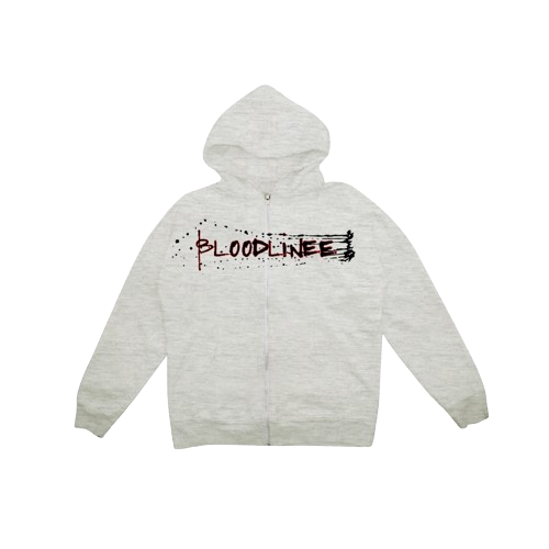 Light gray zip-up hoodie with
