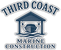 Third Coast Marine Construction logo with blue boatlift icon and white text
