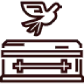 Bird icon above a first-aid kit symbol
