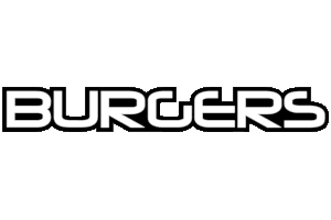 Een zwart-wit logo voor Burgers op een witte achtergrond.