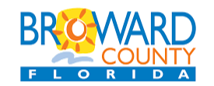 Broward County, Florida logo in blue and orange with a stylized sun over waves