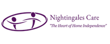 Nightgales Care logo. Two stylized figures within an oval, with text