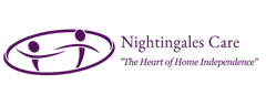 Nightgales Care logo. Two stylized figures within an oval, with text