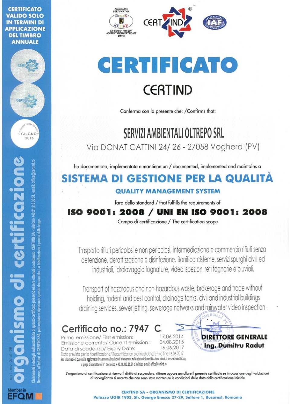 Certificazione Sistema di gestione per la qualità