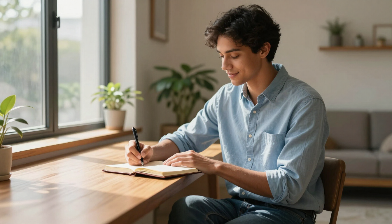 Person journaling after therapy