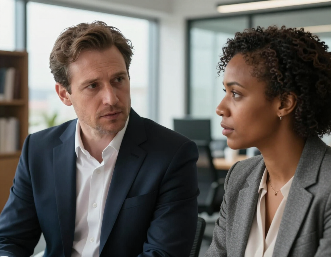 A professional mentor providing 1v1 coaching to a student in a natural light office