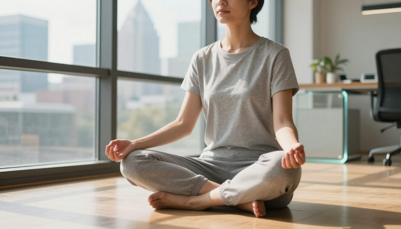 Peaceful person in session