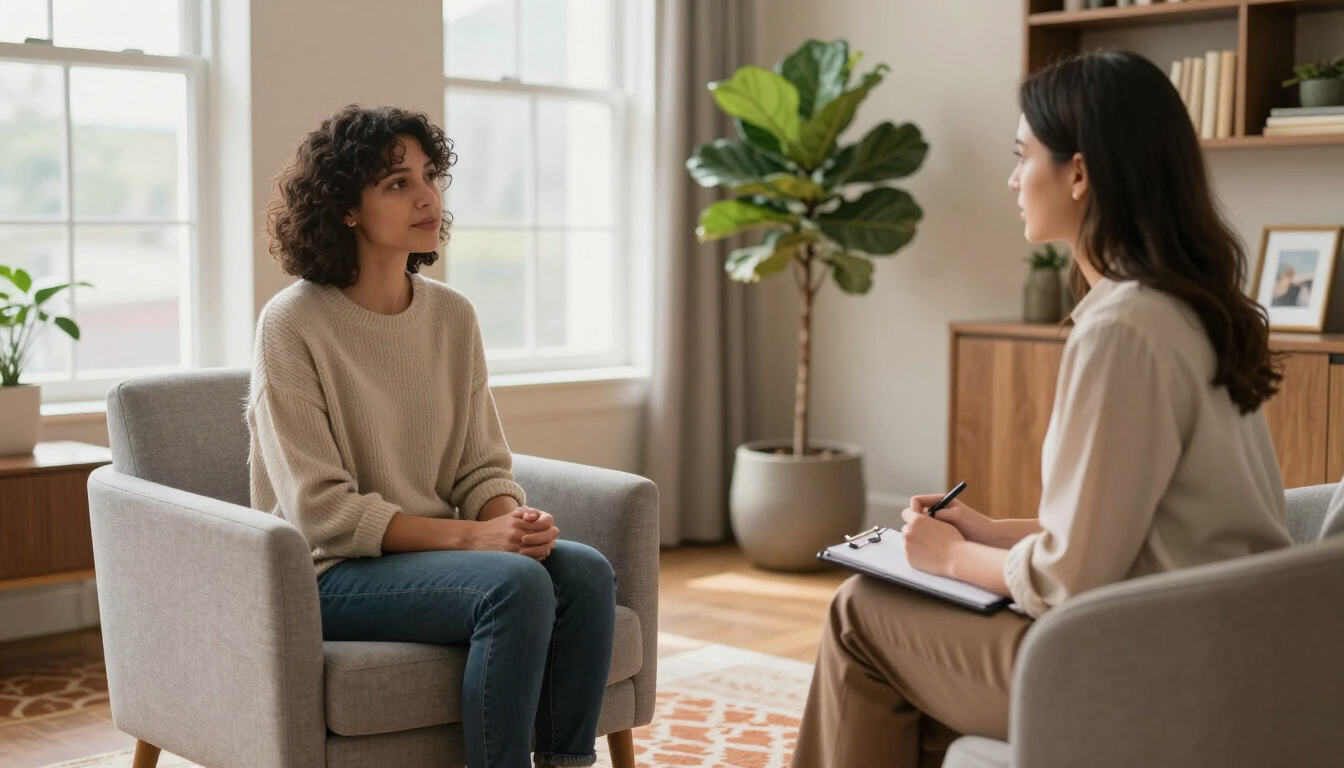 Hypnotherapy for anxiety in a calm therapy office