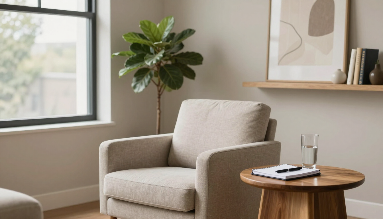 Calm Atlanta therapy office for hypnotherapy consultation