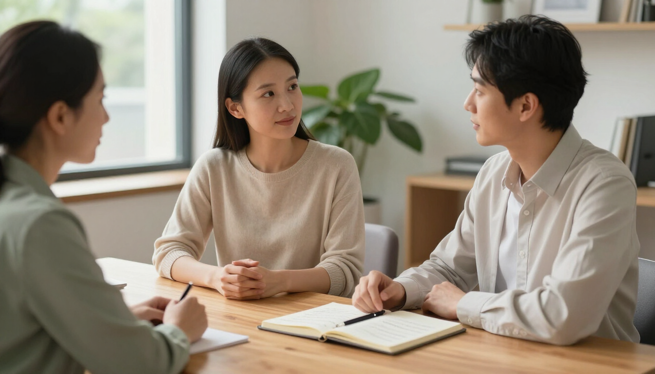 A client reviewing hypnotherapy goals and notes