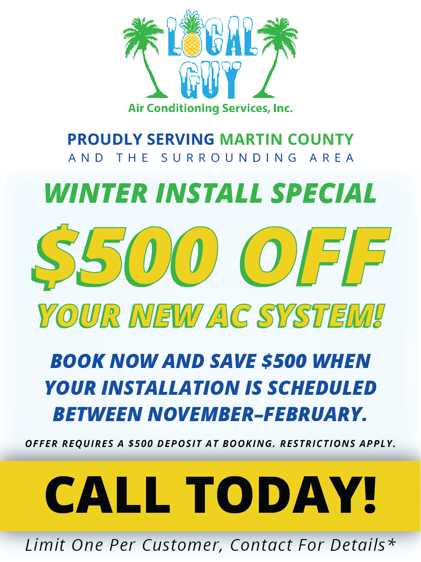 Local City Air Conditioning Services winter special: $500 off new AC system installation.