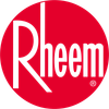A red circle with the word rheem on it