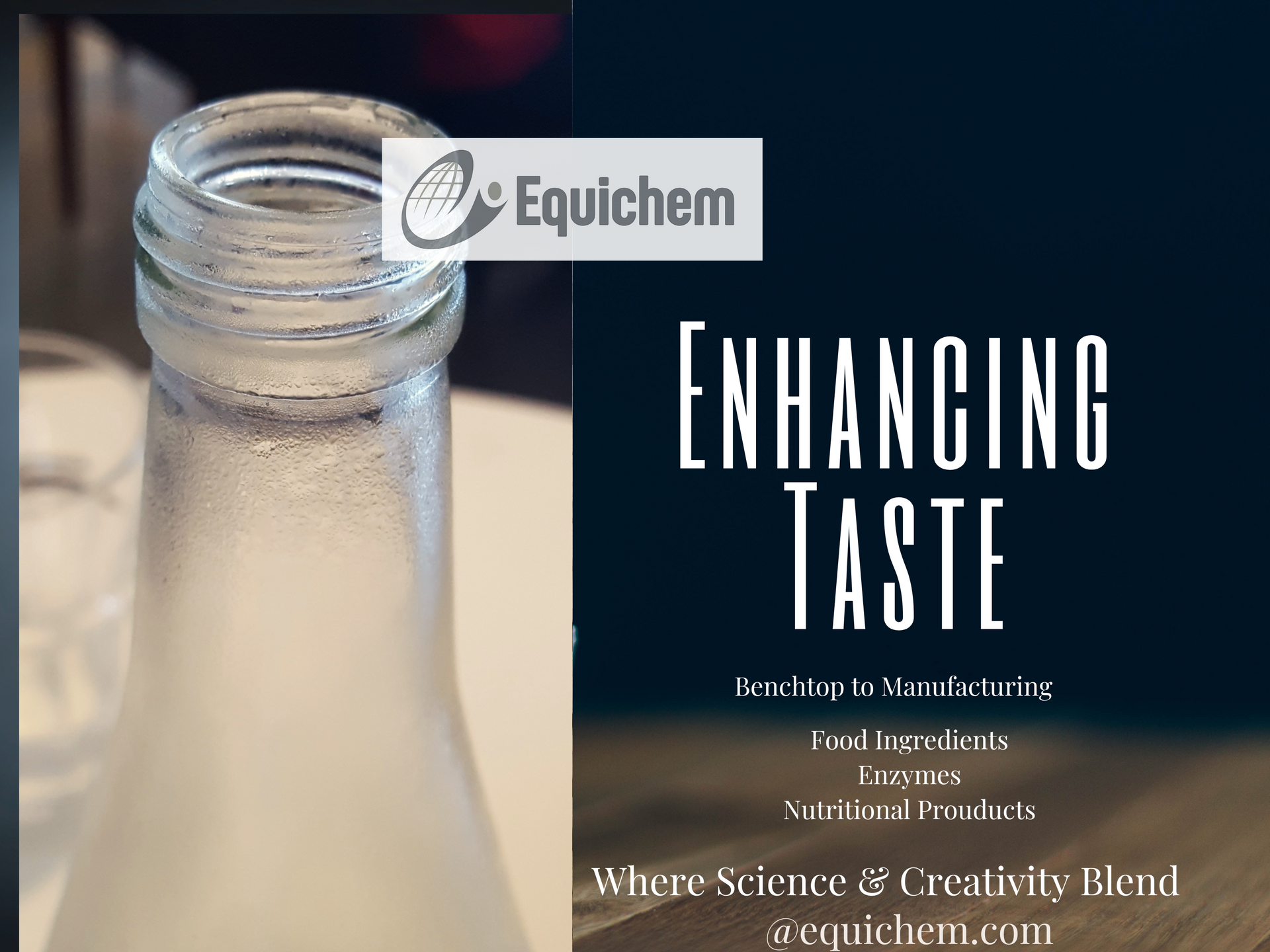 A bottle with the words enhancing taste on it