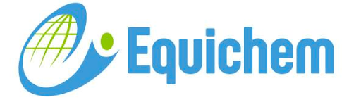 A logo for equichem with a globe in the middle
