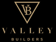 Valley Builders logo with gold VB triangle mark on black background