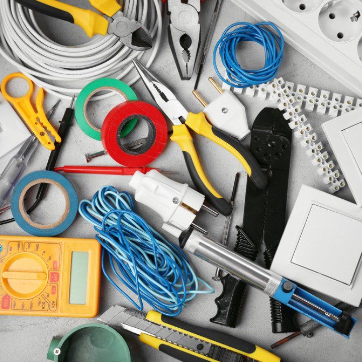 Electrical tools on a table