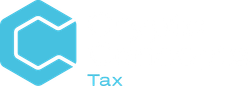 Blue hexagon logo with a white line and the word “Tax” underneath