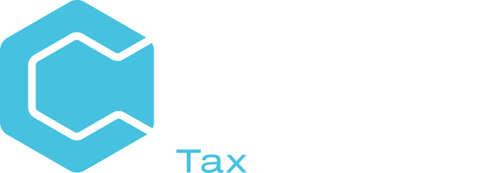 Blue hexagon logo with a white line and the word “Tax” underneath