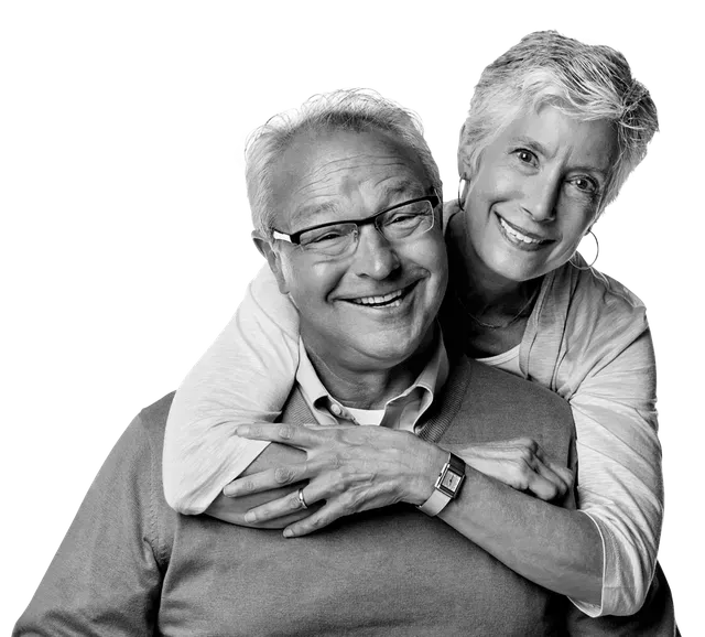 Smiling older couple embracing. Woman's arms around man's neck Smiling older couple embracing. Woman's arms around man's neck