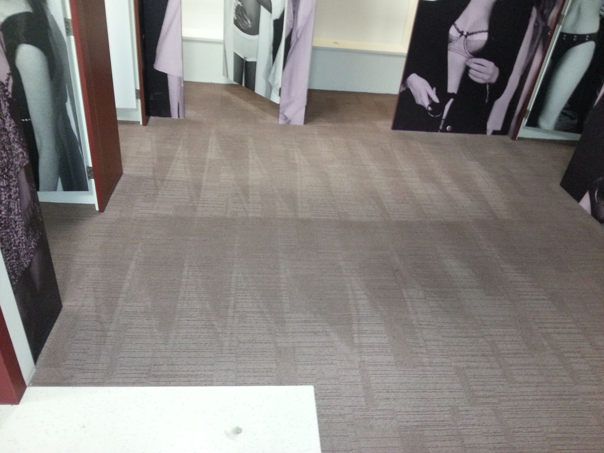 Commercial carpet cleaning in a shop