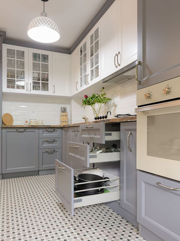 Kitchen Cabinets Photo of kitchen cabinets for The Roofing Outlet, Hillside, NJ.