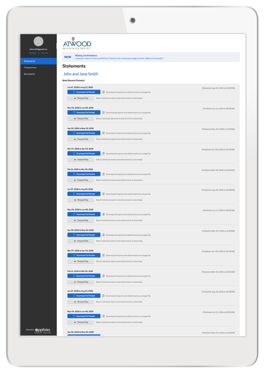 Owner Portal Screenshot