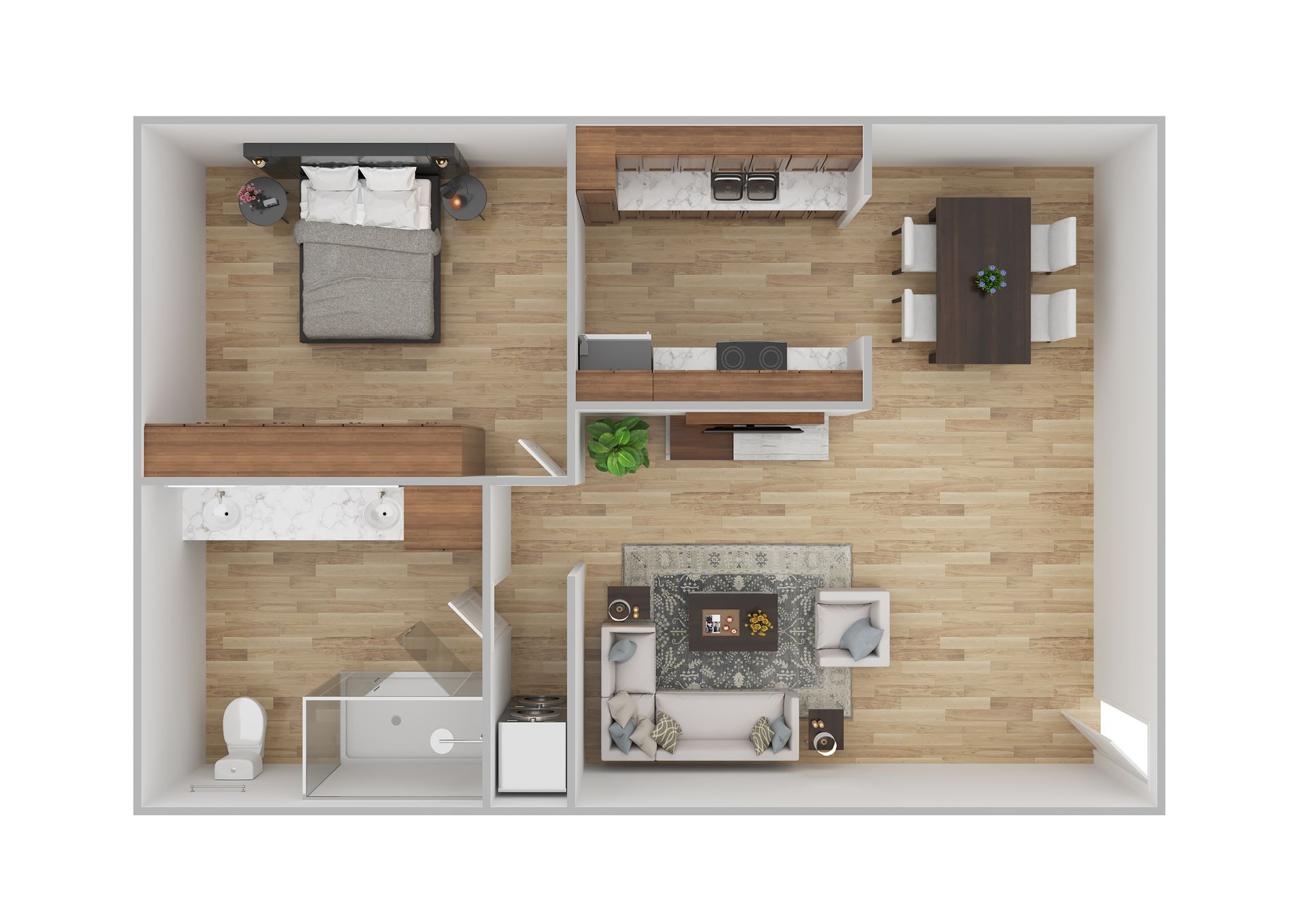 1 Bedroom 1 Bathroom Floor Plan