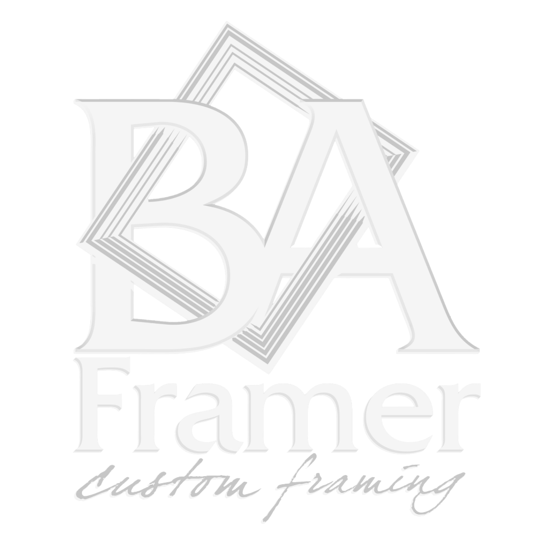 BA Framer logo in maroon and gold