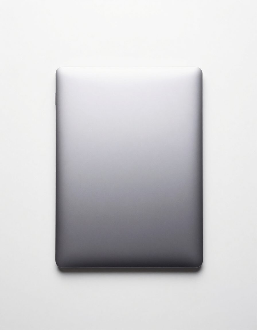 Closed gray notebook on a white background
