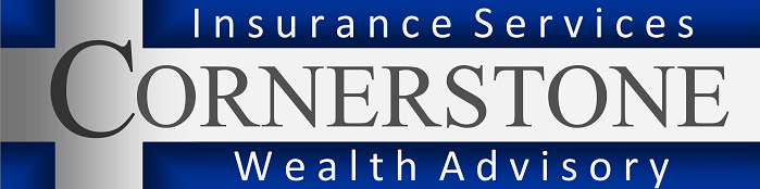 Cornerstone Insurance Services and Wealth Advisory logo. Blue and white colors.