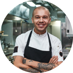 David Patel Pastry Chef Portrait in a circle