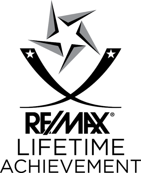 RE/MAX Lifetime Achievement award logo with black star emblem and text on white background