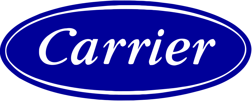 Carrier logo within a blue oval with a white outline.