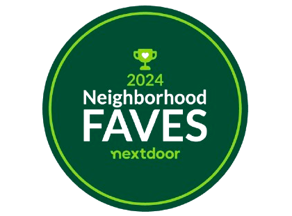 A green badge with 