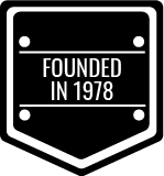 A black and white logo that says `` founded in 1978 ''.