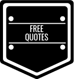 A black and white shield with the words `` free quotes '' written on it.