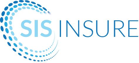 The sis insure logo is a blue circle with dots in it.
